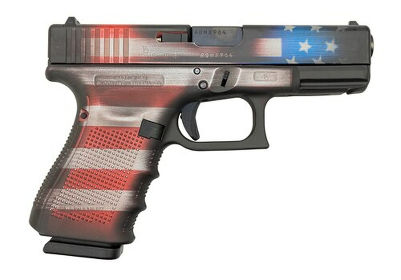 Glock 19 Gen4 9mm, 4″ Barrel, Battleworn USA Flag, 15rd