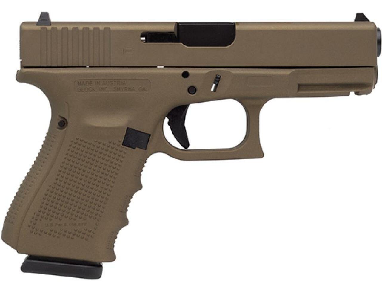 Glock 19 Gen4 9MM 4″ Barrel Burnt Bronze Cerakote 15rd Mag
