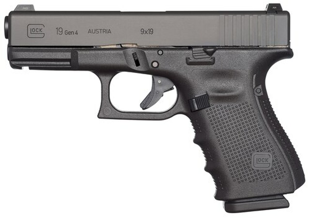 Glock 19 GEN4 Compact 9mm, 4″ Barrel, Polymer, Matte, Fixed Sights, 10rd