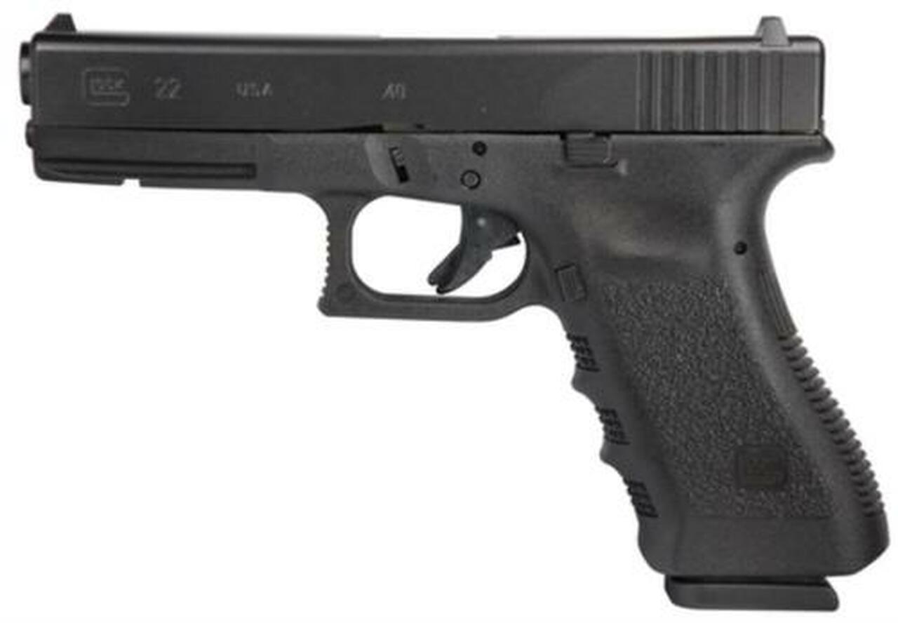Glock, 22, Safe Action, 40S&W, 4.49″ Barrel, Polymer Frame, Matte Finish, Fixed Sights, 15Rd, 2 Magazines, Glock OEM Rail, Right Hand