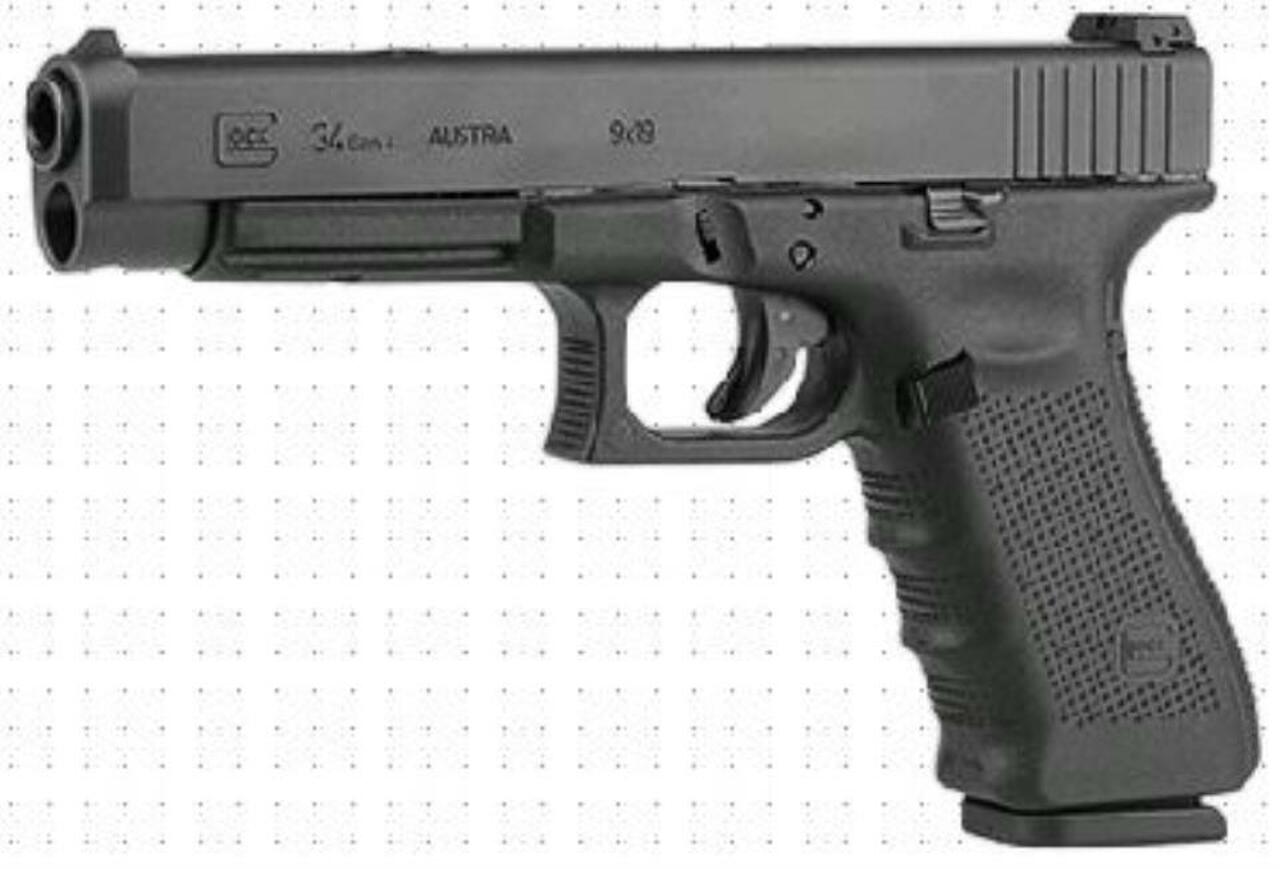Glock 34 Gen4 9mm, 5.32″ Barrel, Black Finish, Adj Sights, 17rd