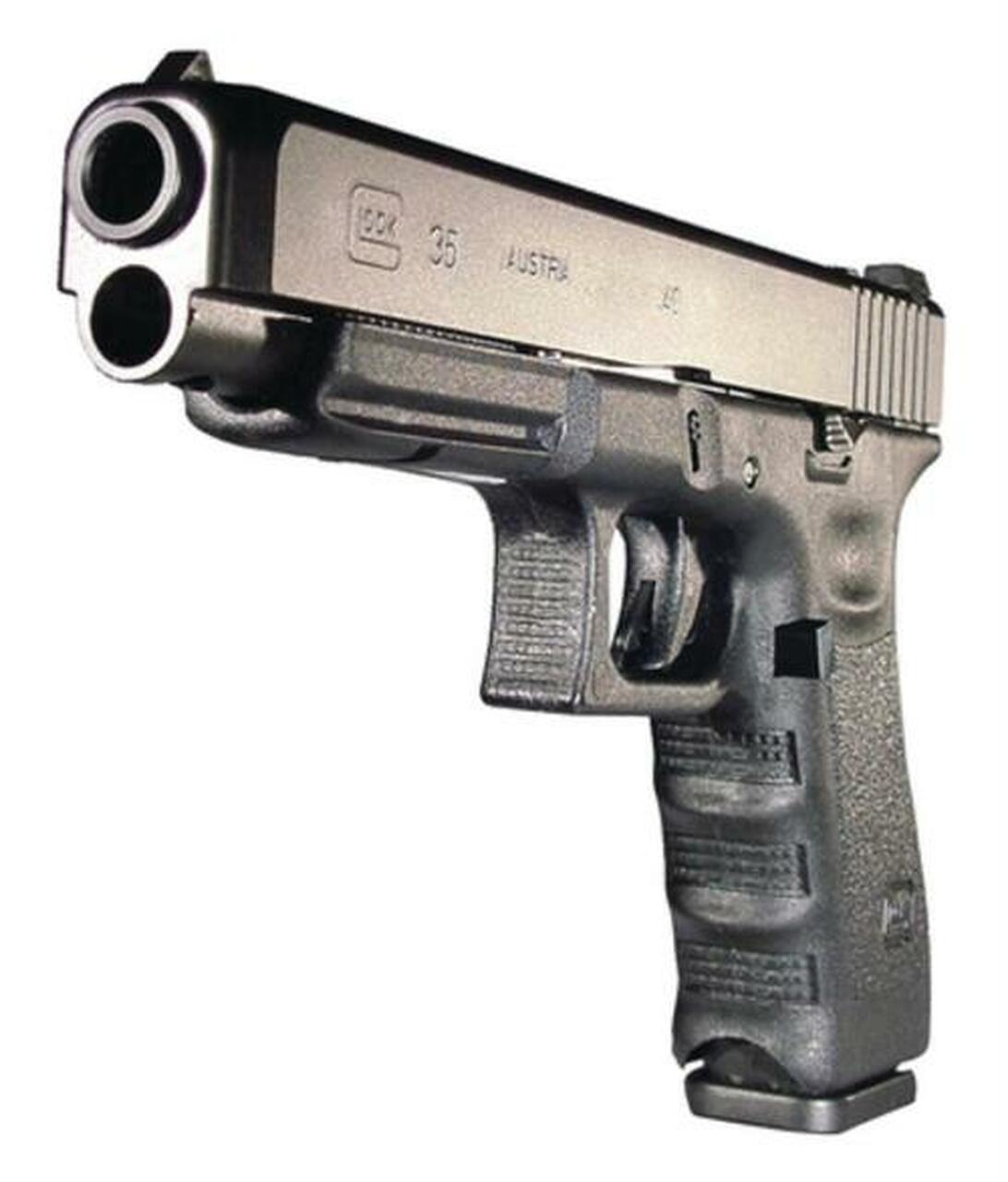 Glock, 35, Safe Action, Longslide Size Pistol, 40S&W, 5.32″ Barrel, Polymer Frame, Matte Finish, Adjustable Sights, 15Rd, Prac/Tac, 2 Magazines, Glock OEM Rail, Right Hand
