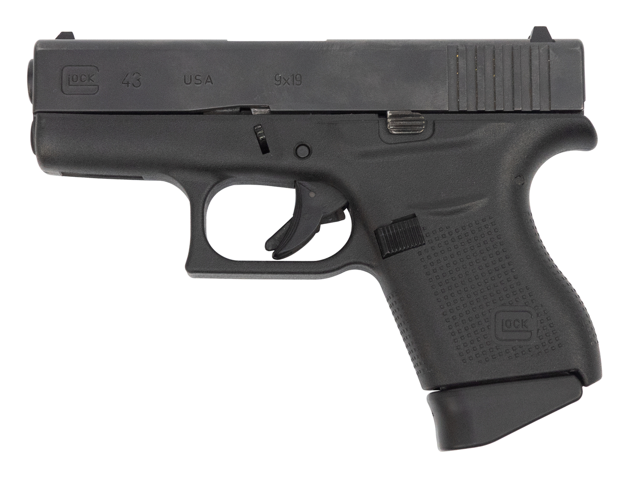 Glock 43 USA Used 9mm, 3.39″ Barrel, Contrst Sights, Black, 6rd