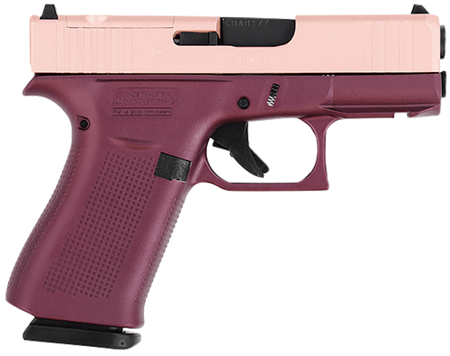 Glock 43x 9mm, 3.41″ Barrel, Rose Gold Slide, Black Cherry Frame, 10rd