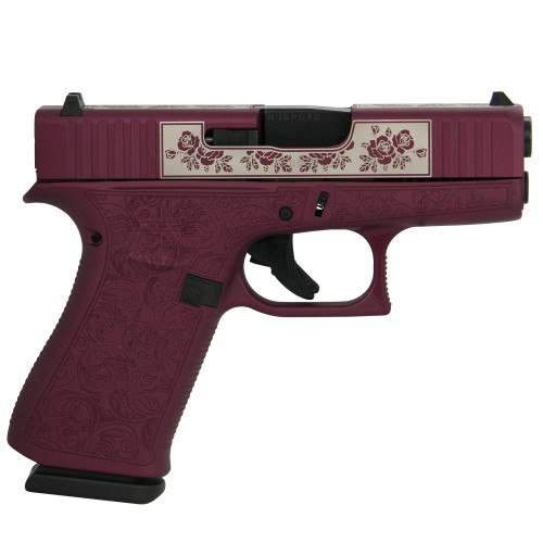 Glock 43x Custom 9mm, 3.41″ Barrel, “Black Cherry Paisley”, 10rd