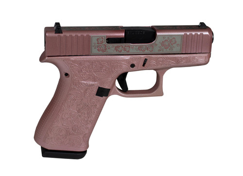 Glock 43X Custom Engraved “Glock & Roses” US Handgun 9mm, 3.41″ Barrel, 10rd