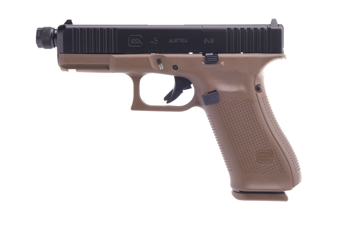 Glock 45 Gen5 MOS AUS 9mm, 4″ Threaded Barrel, FDE, 17rd