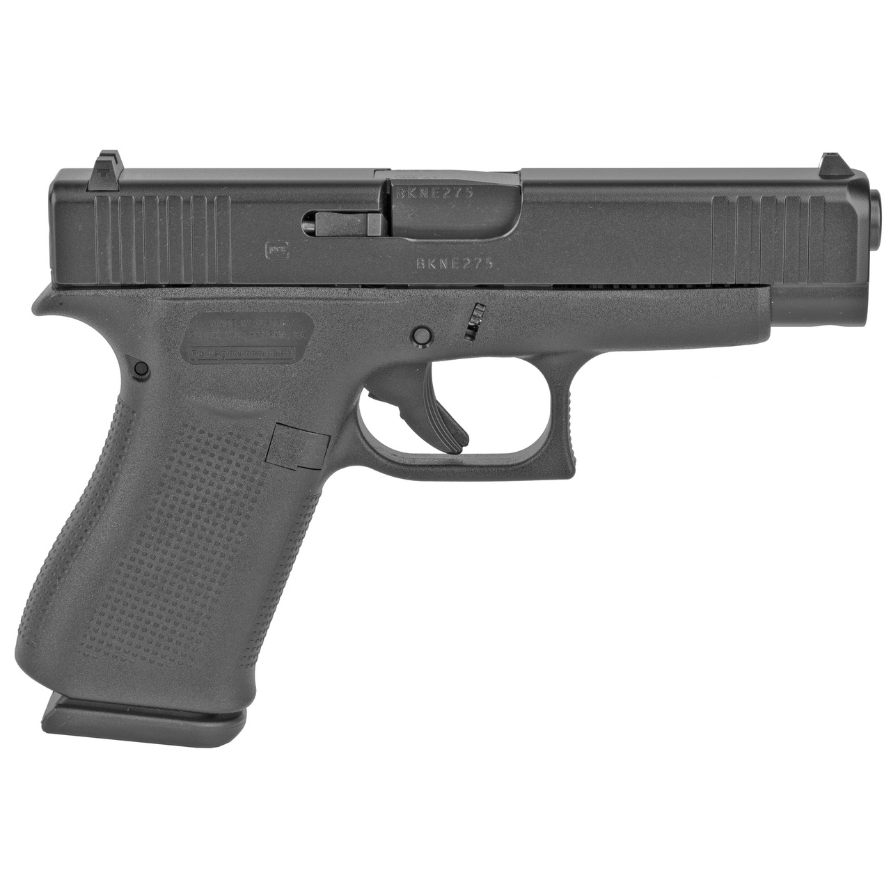Glock 48 Compact 9mm, 4.17″ Barrel, Beaver Tail Grip, Black, Fixed Sights, 2x10rd