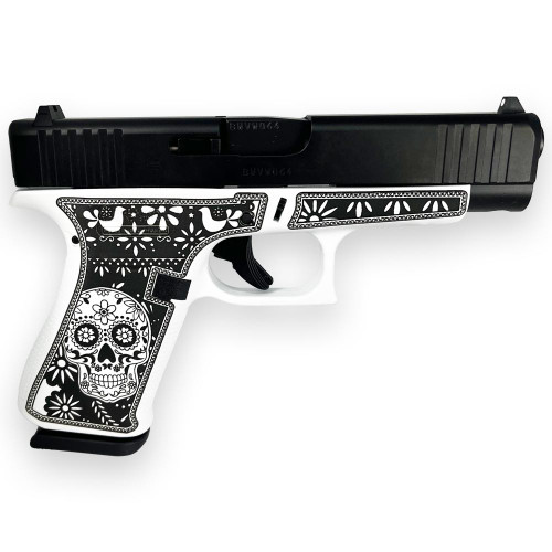 Glock 48 Gen 5 “Sugar Skull White & Black” 9mm, 4.17″ Barrel, 10rd