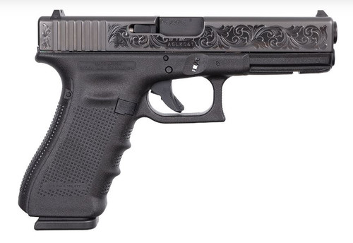 Glock G17 Gen 4 TALO Exclusive 9mm, 4.49″ Barrel, Engraved Scrollwork Slide, Black Frame, 17rd