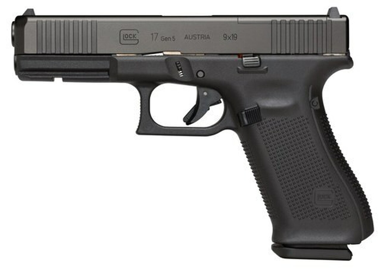 Glock G17 Gen5, 9mm, 4.49″ Barrel, 10rd, Black Frame, Black nDLC Slide