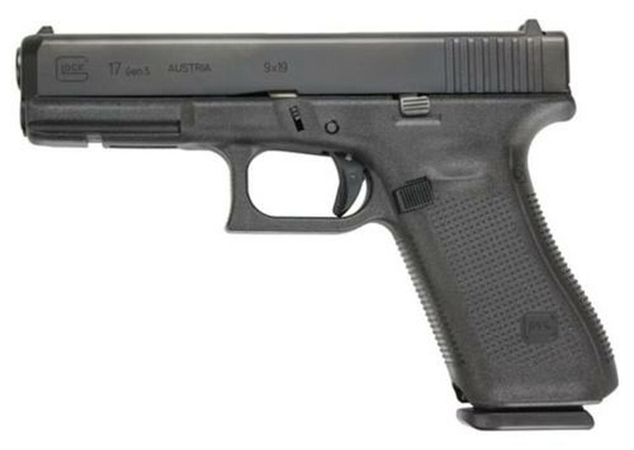 Glock G17 Gen5 9mm, 4.49″ Barrel, Black, Modular Backstrap, 17rd Mag