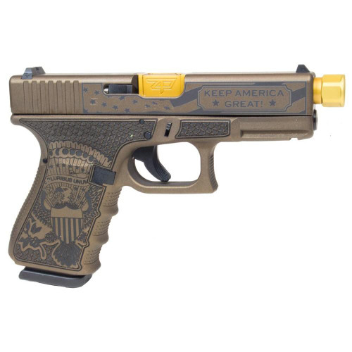 Glock G19 Gen 3 Custom 9mm, 4.6″ Threaded Barrel, “Trump Edition”, 15rd