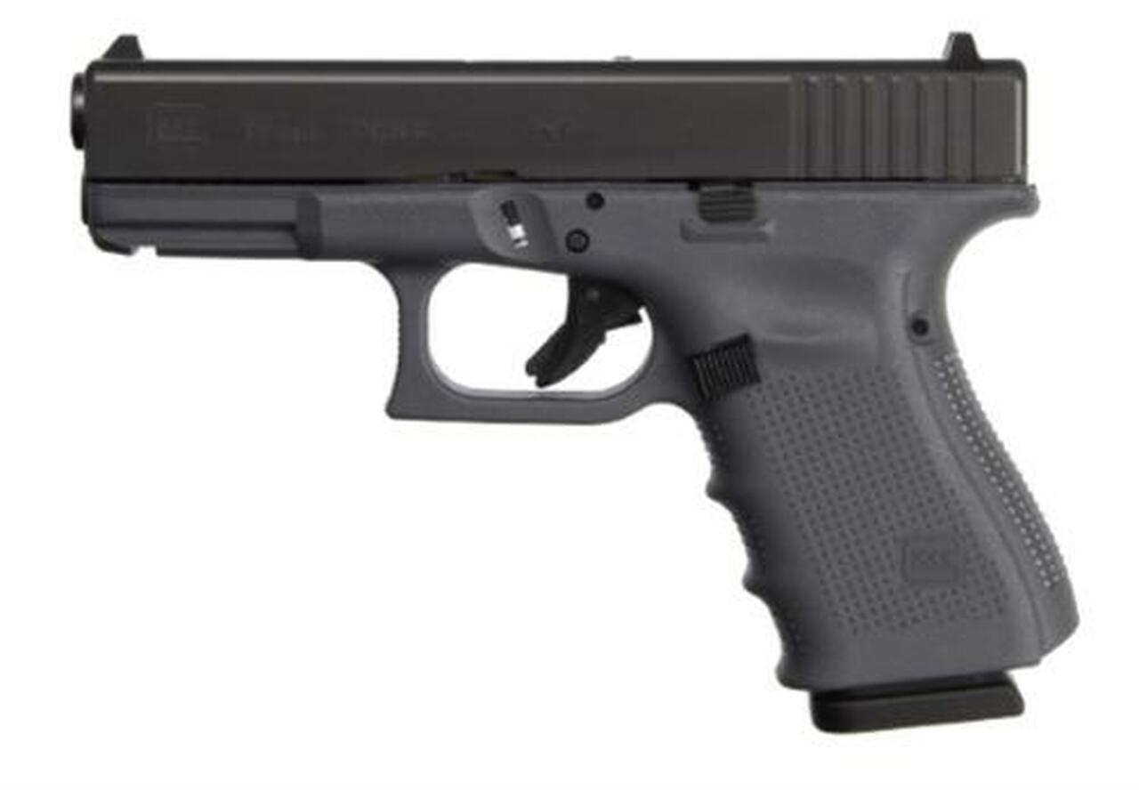 Glock G19 Gen4, 9mm, 4.0″, 10rd, Fixed Sights, Gray Frame