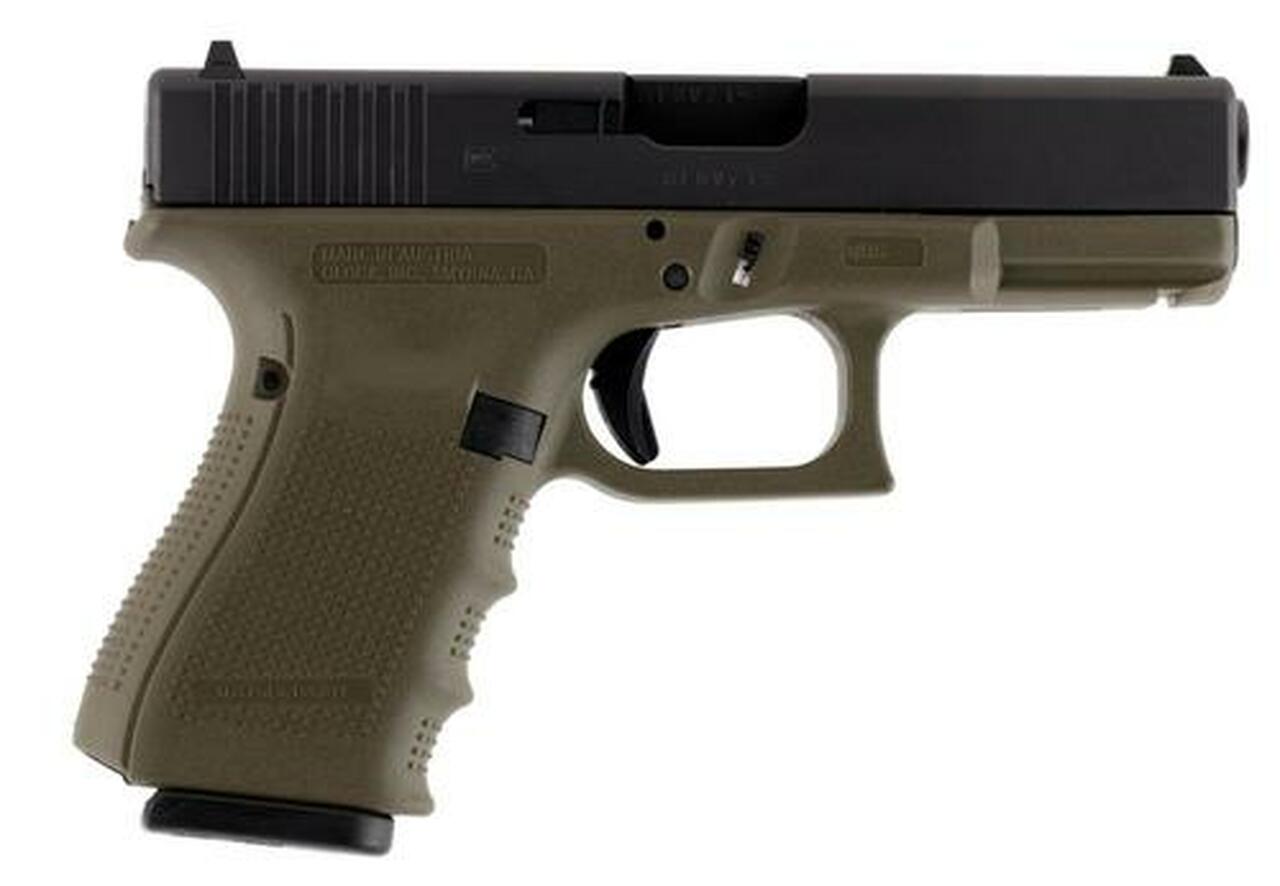 Glock G19 Gen4 9mm, 4.01″, 10rd, OD Green Frame