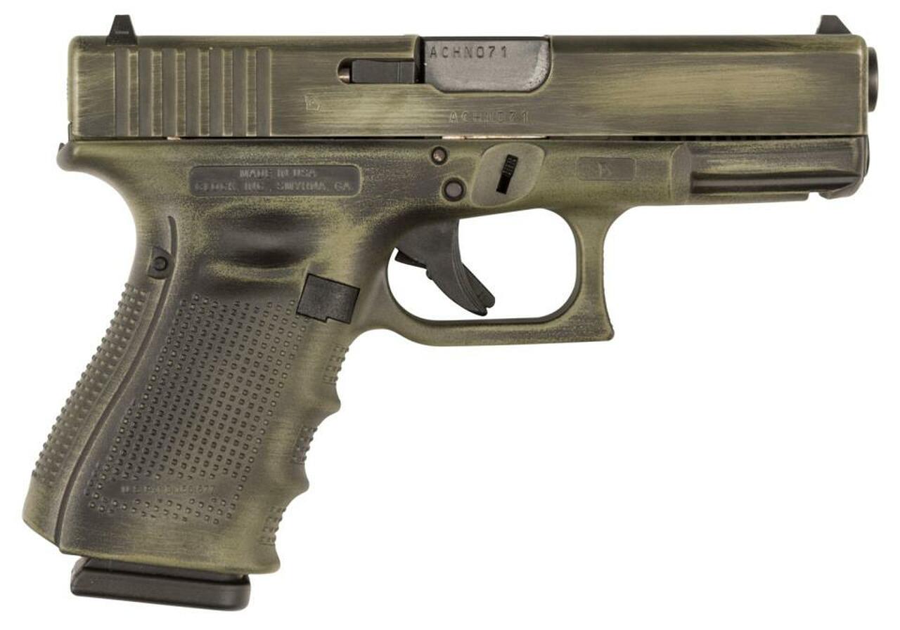 Glock G19 Gen4, 9mm, 4.01″, 15rd, OD Green Battleworn Finish