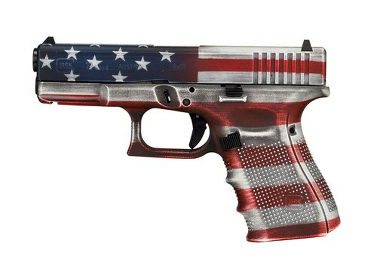 Glock G19 Gen4, 9mm, 4.02″ Barrel, 15rd, American Flag Cerakote