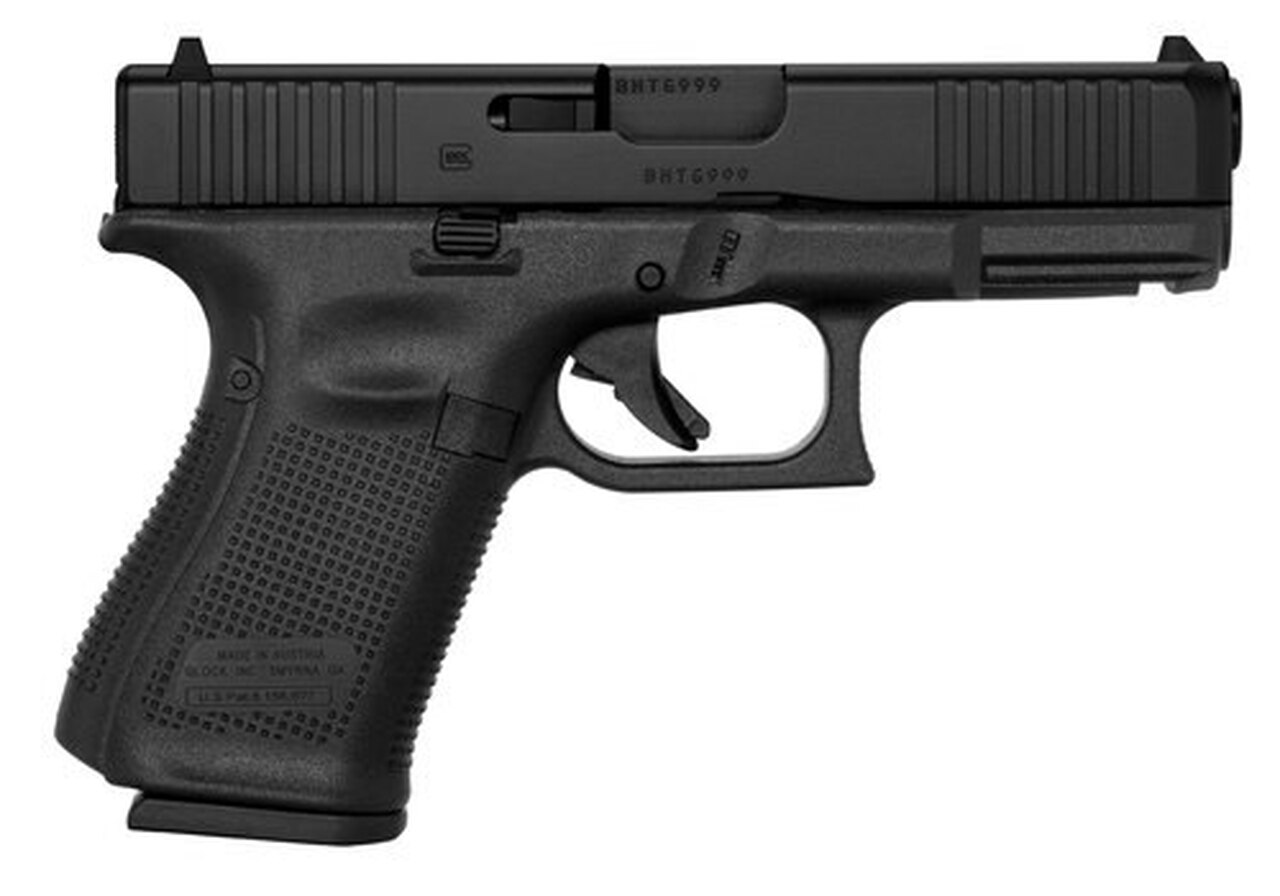 Glock G19 Gen5 9mm, 4.02″ Barrel, Black nDLC Slide, Night Sights, 15rd