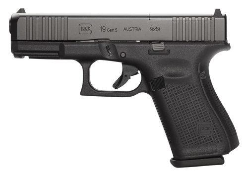 Glock G19 Gen5 MOS 9mm, 4.02″ Barrel, Black, MOS Cut, 15rd