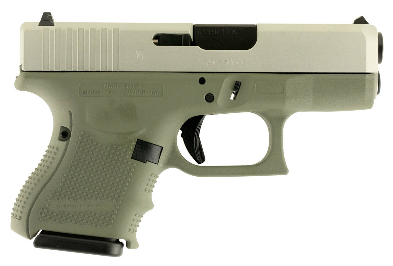 Glock G26 9mm, 3.5″, 10rd, Forest Green Frame, Stainless Steel Slide