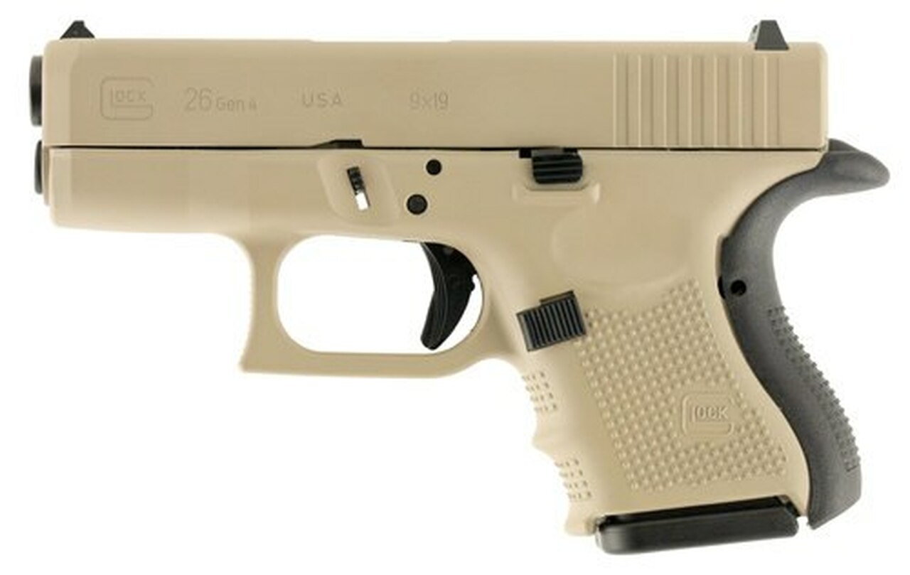 Glock G26 Gen4, 9mm, 3.42″, 10rd, Desert Tan