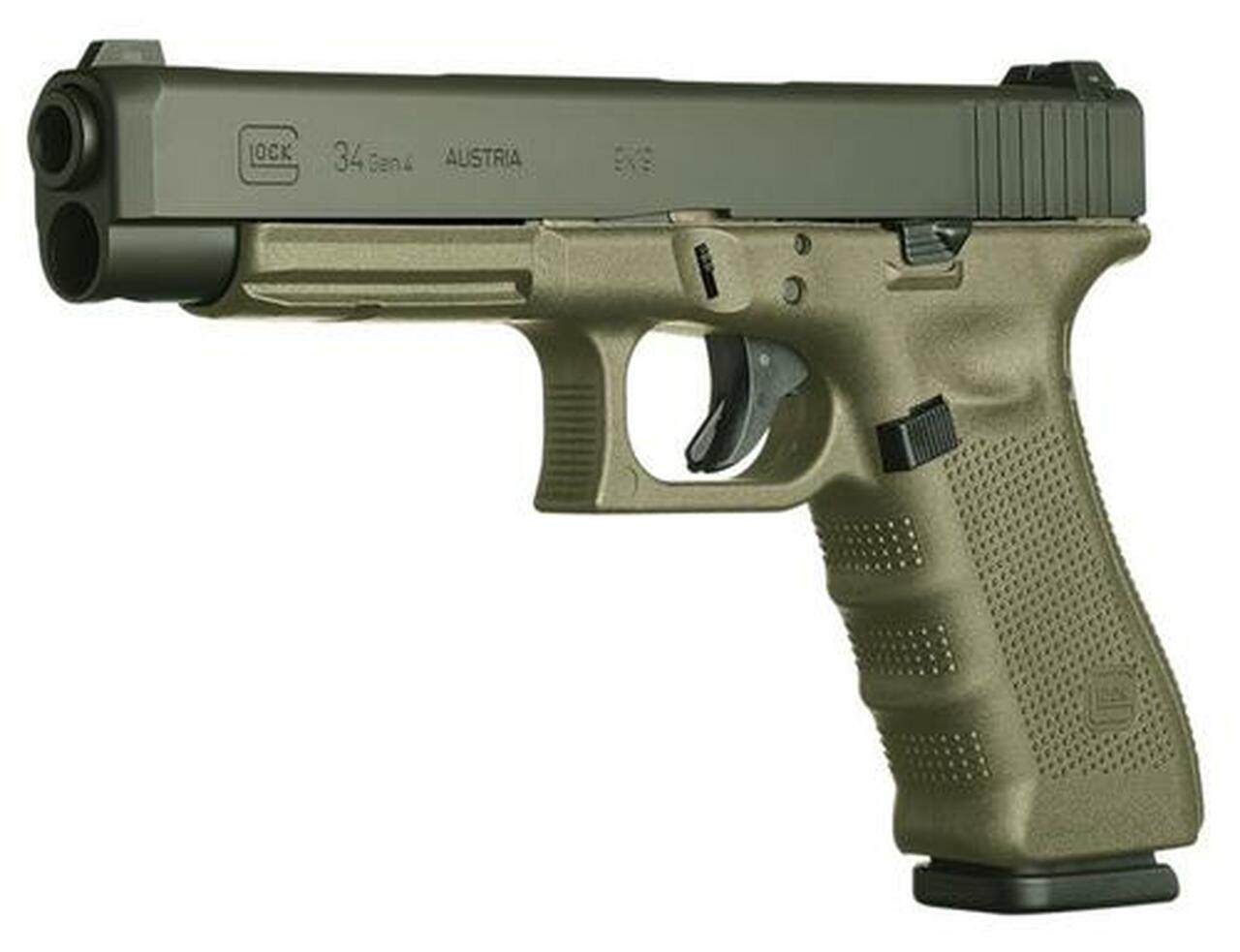 Glock G34 G3 9mm, 5.31″, 10rd, OD Green Frame, Black Slide