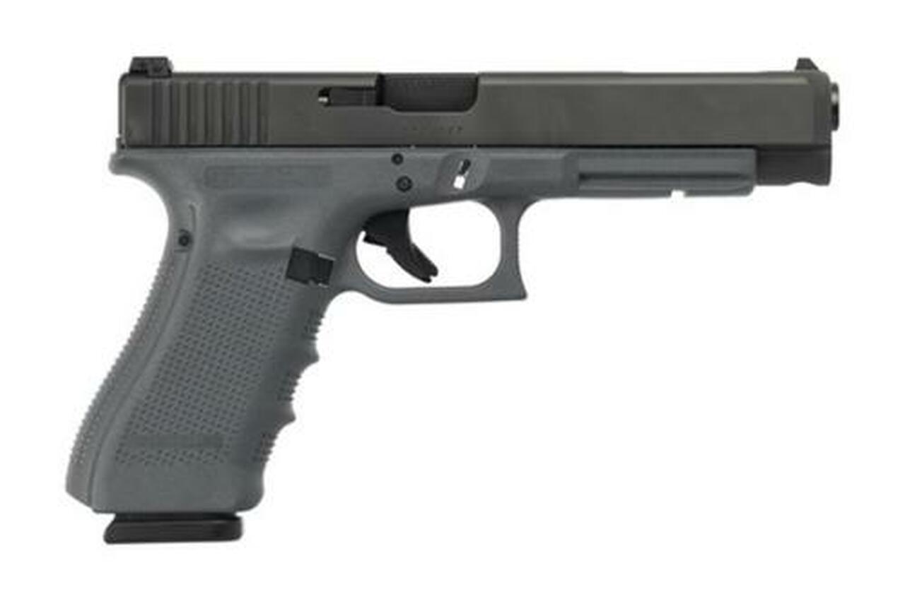 Glock G34 G4 9mm, 5.3″, 17rd, Gray Frame, Black Slide