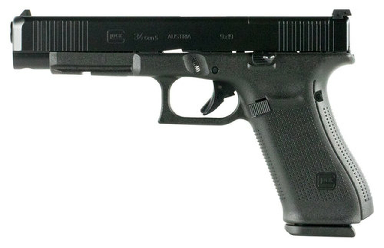 Glock G34 Gen 5 MOS, 9mm, 5.31″ Barrel, 10rd, Black nDLC Slide, Black Frame