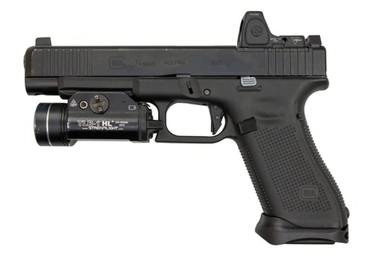 Glock G34 Gen5 MOS 9mm, Used, 5.3″ Barrel, Suppressor Sights, Front Serrations, 17rd