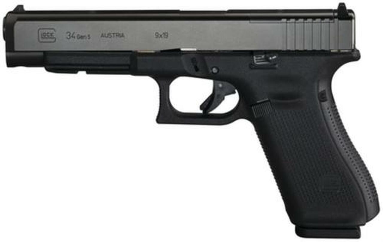 Glock G34 Gen5 MOS (Modular Optics System), 5.3″, 10rd, Adjustable Sights, Black