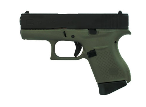 Glock G43 9mm, 3.41″ Barrel, Battlefield Green Frame, 6rd