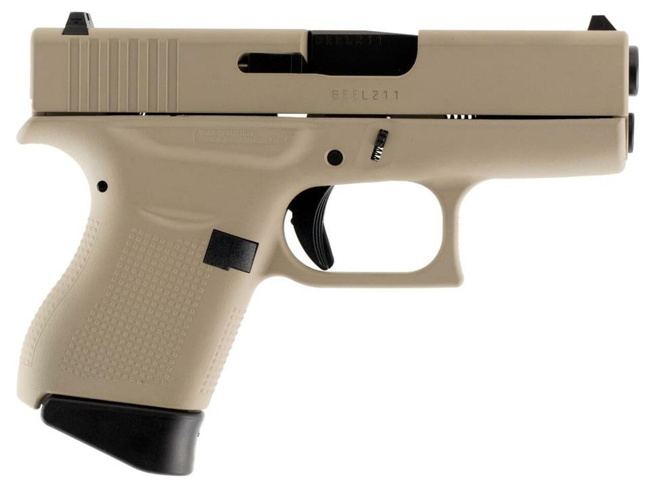 Glock G43 Subcompact, 9mm, 3.39″, 6rd, Desert Tan Finish