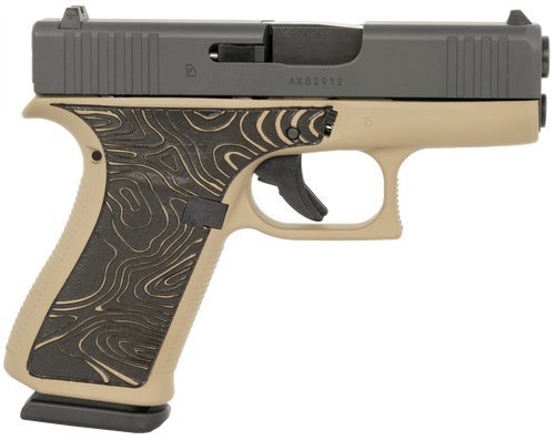 Glock G43x 9mm, 3.41″ Barrel, Coyote Frame, Topography Grip, USA Made, 10rd