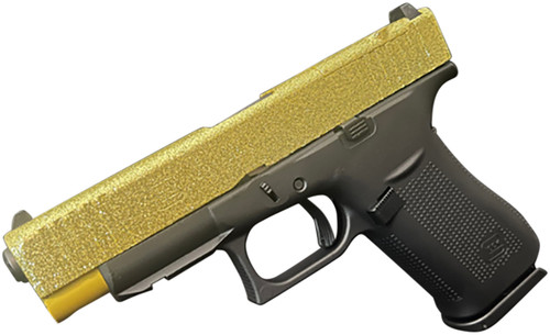 Glock G43x 9mm, 3.41″ Barrel, Gold Glitter Cerakote, Black Frame, 10rd