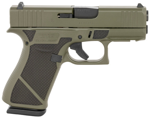 Glock G43X 9mm, 3.41″ Barrel, Olive Drab Green, Diamond Stippling Grip, 10rd