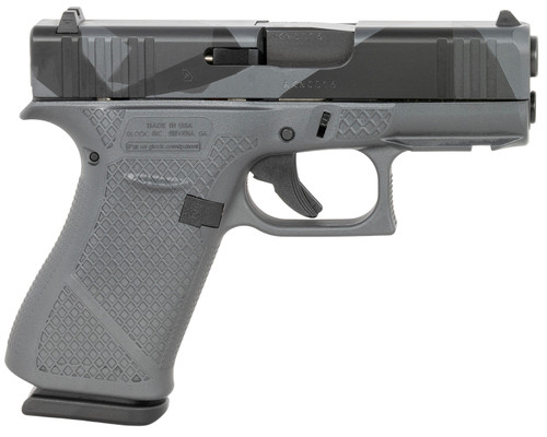 Glock G43X 9mm, 3.41″ Barrel, Urban Dazzle Grey Slide, Grey Mesh Stippling Grip, 10rd