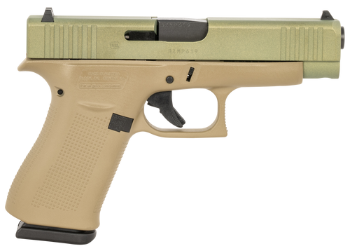 Glock G48 9mm, 4.17″ Barrel, Agoge Green Slide, Coyote Tan Grip, 10rd