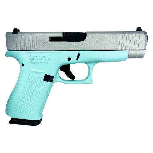 Glock G48 Custom 9mm, 4.17″ Barrel, “Tiffany Frame/Crushed Silver Slide”, 10rd