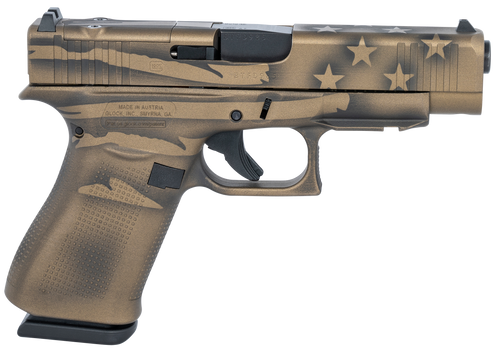 Glock G48 MOS Compact 9mm, 4.17″ Barrel, Battle Worn Flag Cerakote, 10rd