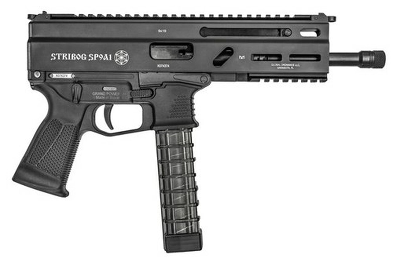 Grand Power Stribog SP9A1 Gen2 9mm, 8″ Barrel, Hardcoat Anodized, M-Lok Rail, 3x30rd Mags