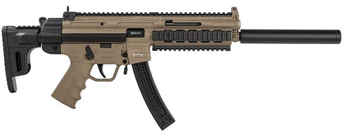 GSG-16 22 LR, 16.25″ Barrel, Collapsible Stock, Faux Suppressor, FDE, 10rd