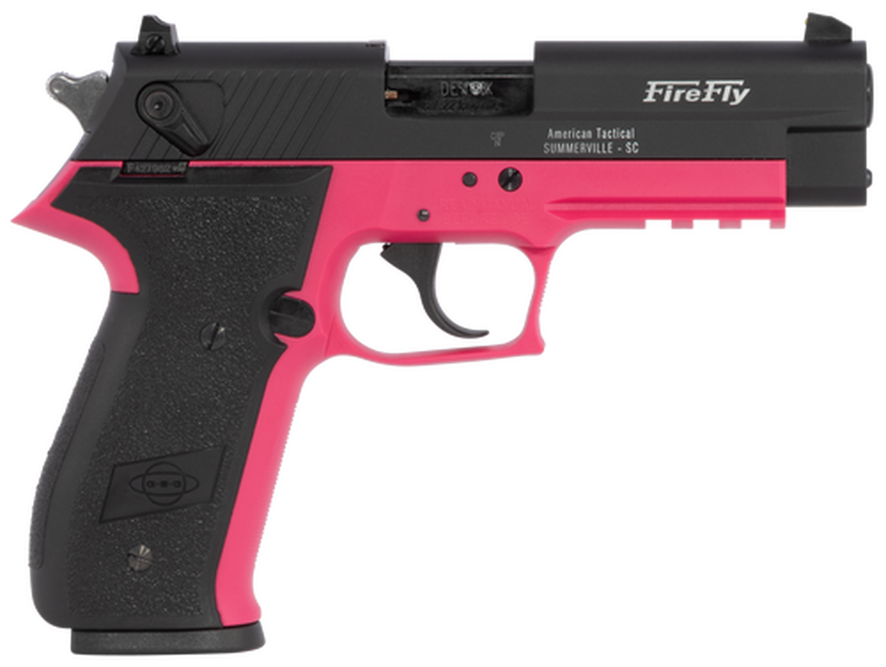 GSG FireFly, .22 LR, 4.9″ Barrel, 10rd, SA/DA, Black Slide, Pink