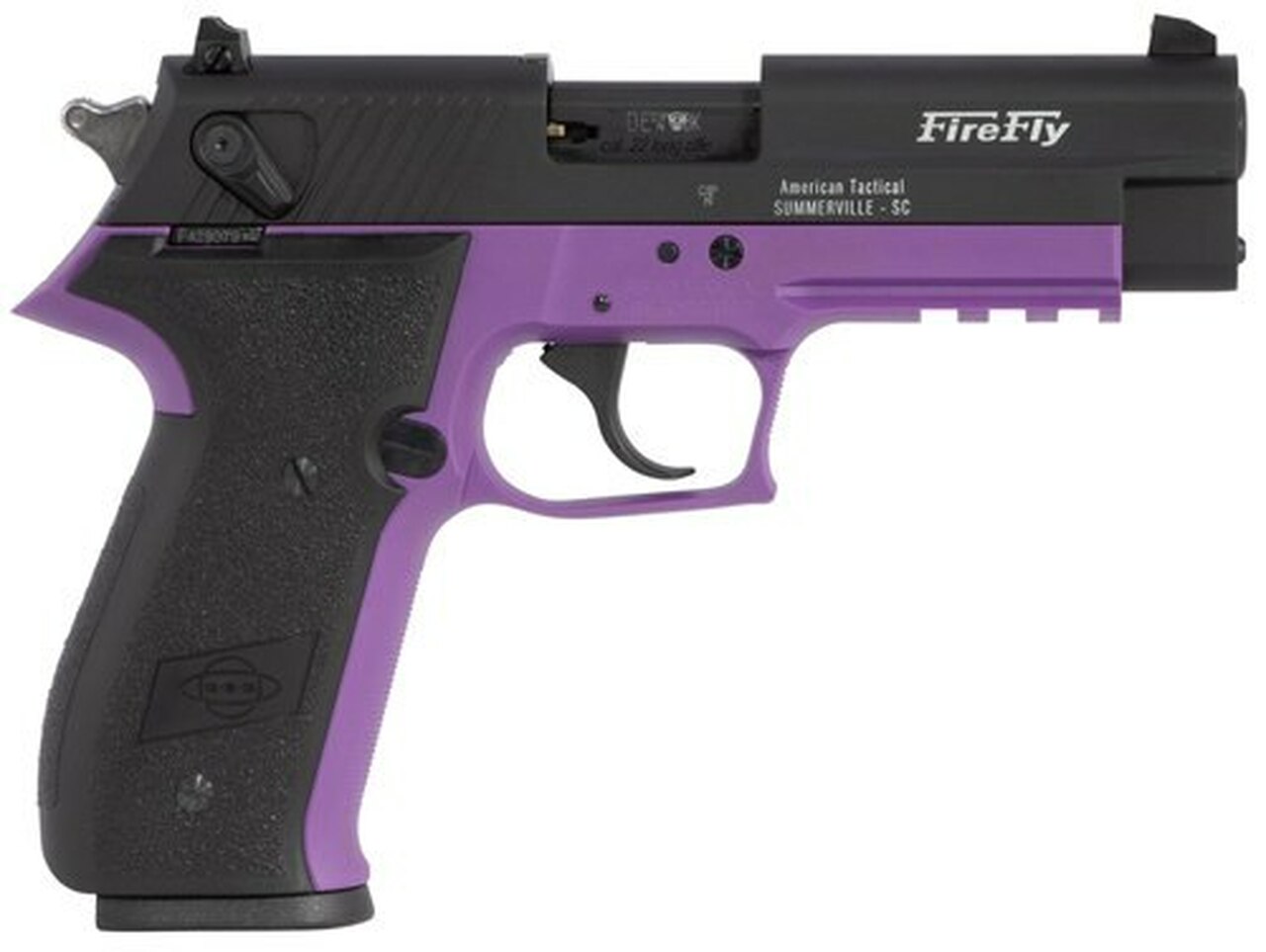 GSG FireFly .22 LR, 4″ Barrel, Purple Zinc Alloy Overmolded Frame, Black Slide, 10rd
