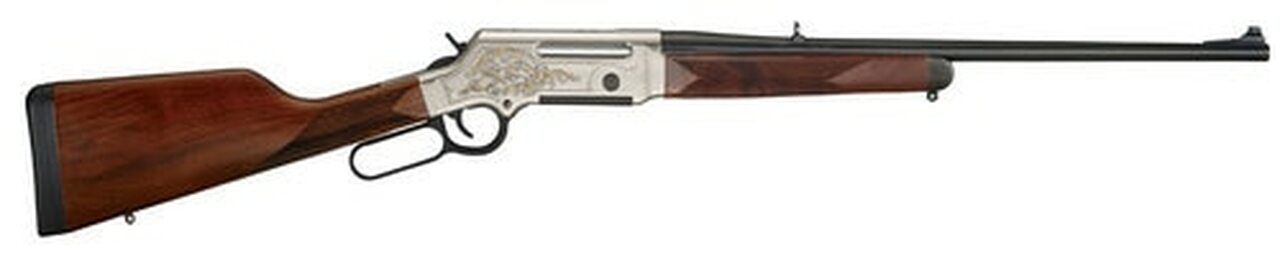 Henry Long Ranger Deluxe .308/7.62, 20″ Barrel, Checkered Straight Grip Stock, Nickel Plated /w 24K Gold Inlay, 4rd