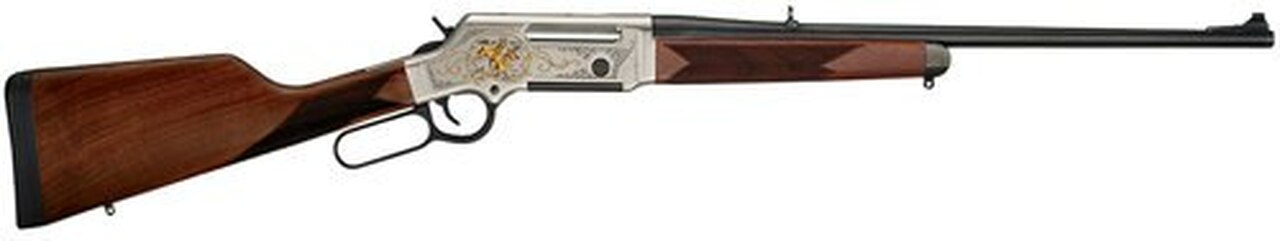 Henry Long Ranger Wildlife .243 Win, 20″ Barrel, Checkered Straight Grip Stock, Nickel Plated, 24K Gold Inlay, 4rd
