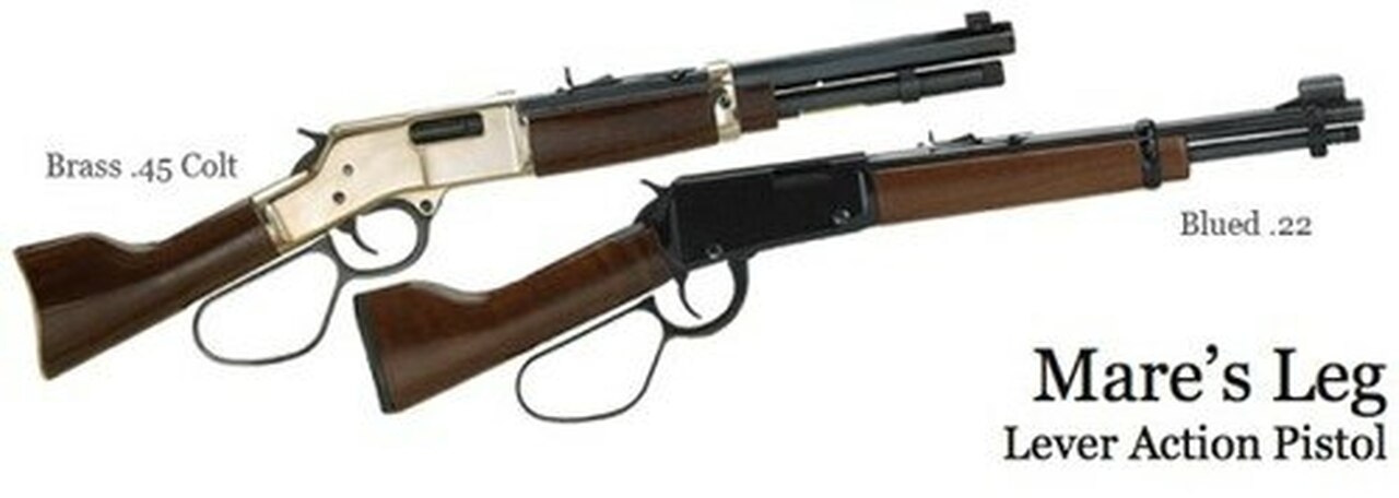 Henry Mare’s Leg Pistol Lever 45 Colt 12″ Barrel, Walnut Brass Receiver, 5rd