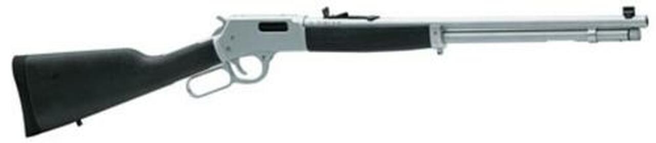 Henry Repeating Arms, All-Weather, Lever Action, 45 Long Colt, 20″ Barrel, Black, Straight-Grip Stained Hardwood Rubber Buttpad, 5Rd, Adjustable Sights