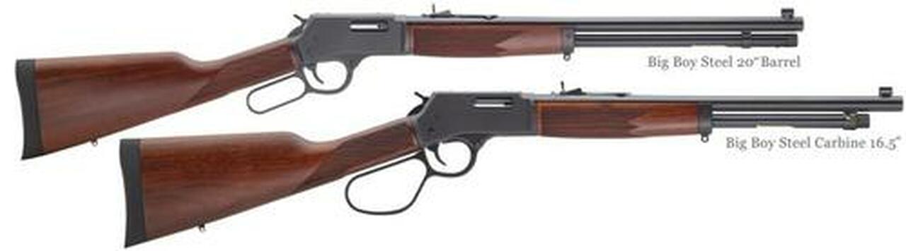 Henry Repeating Arms, Big Boy Steel, Lever Action, 45LC, 20″ Barrel, Blue Finish, Straight-grip American Walnut Stock, Adjustable/Bead Sights, 10Rd