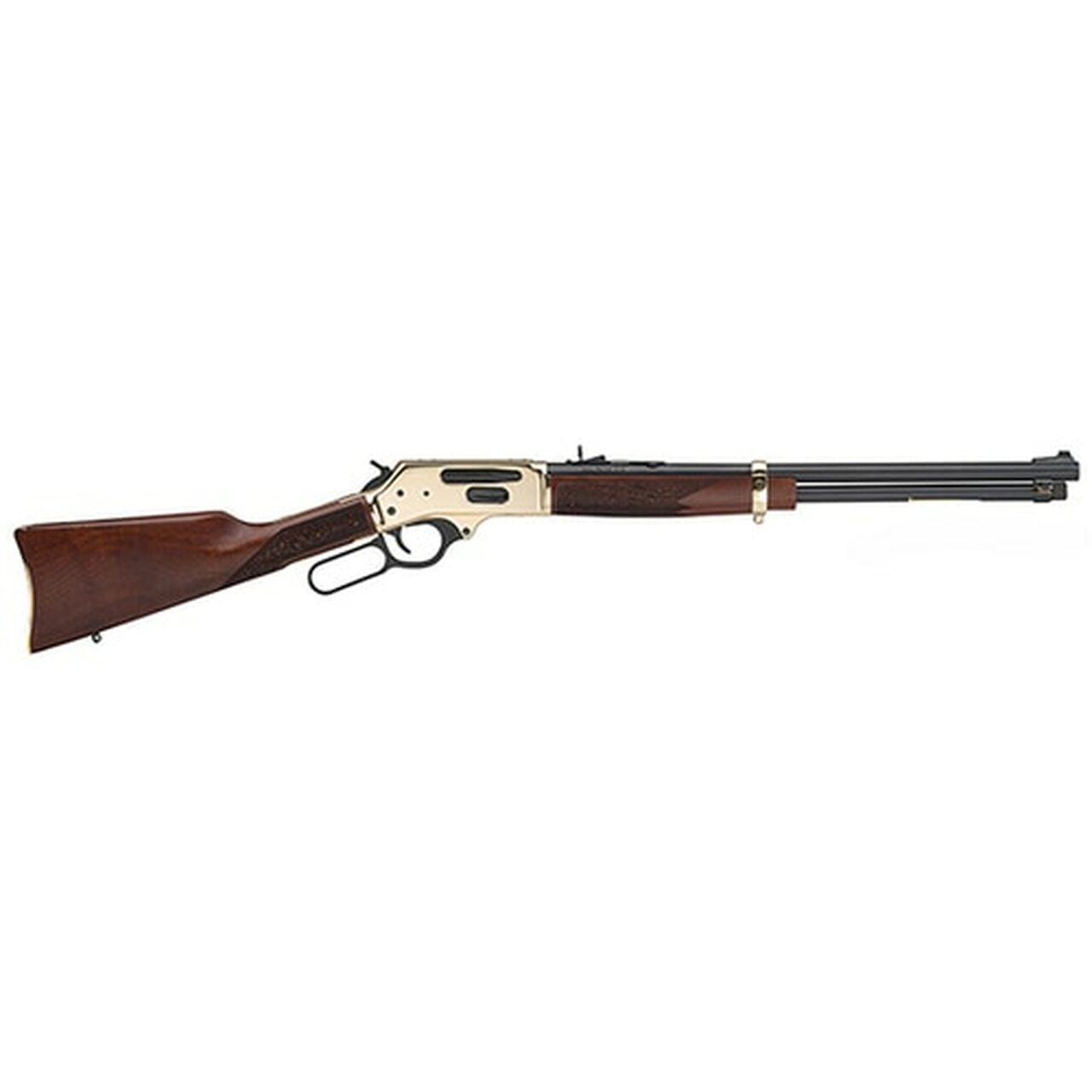 Henry Side Gate Lever Action, 45-70 Government, 20″ Brass Brass Receiver, Walnut Stock, 4Rd, Fully Adjustable Semi-Buckhorn Sights