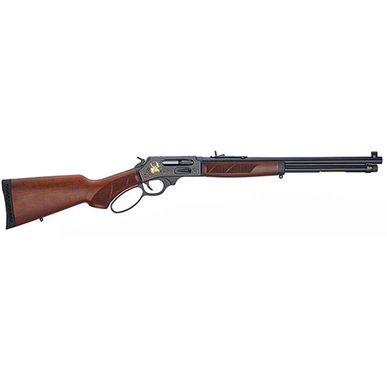 Henry Side Gate Wildlife 45-70 Gov 4+1 18.43″ Fancy American Walnut Blued Right Hand with Large Loop